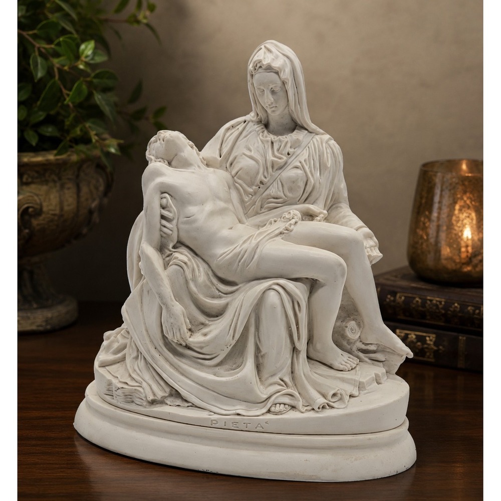 Vintage R. Leoni Sculpture (Pieta)Miniature Replica of Michelangelo's Jesus
